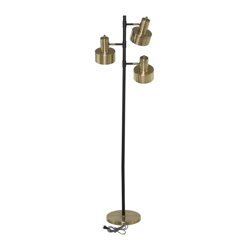 Metal Floor Lamp with Rotating Shades - Gold - Roche River Decor - 11"W x 20"L x 67"H
