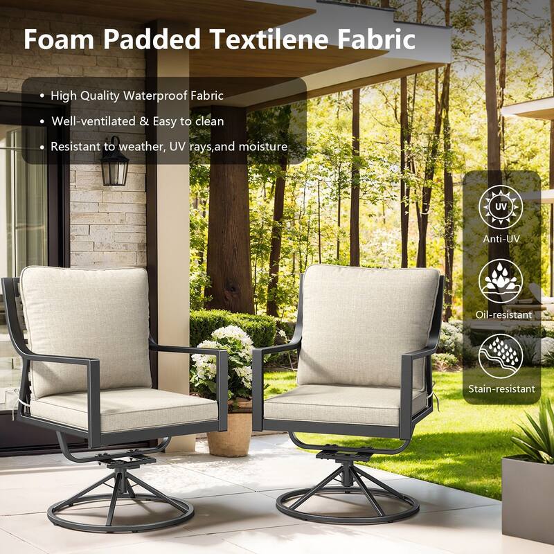 High Back Outdoor Swivel Chair Patio Chairs Set of 2