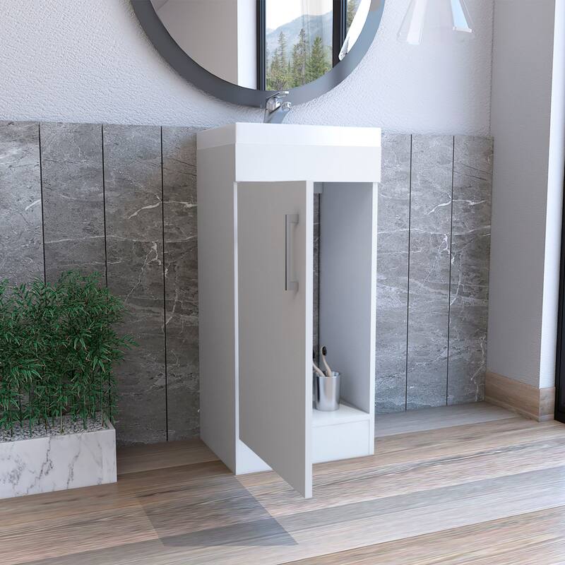 Space-Saving Bathroom Cabinet with Roomy Storage Compartment and Interior Shelf - 13in L