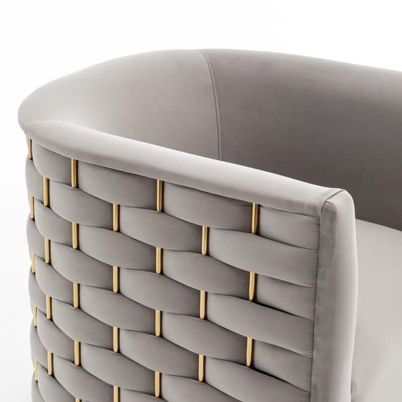 Modern Glam Velvet Upholstered 360 Degree Swivel Barrel Chair