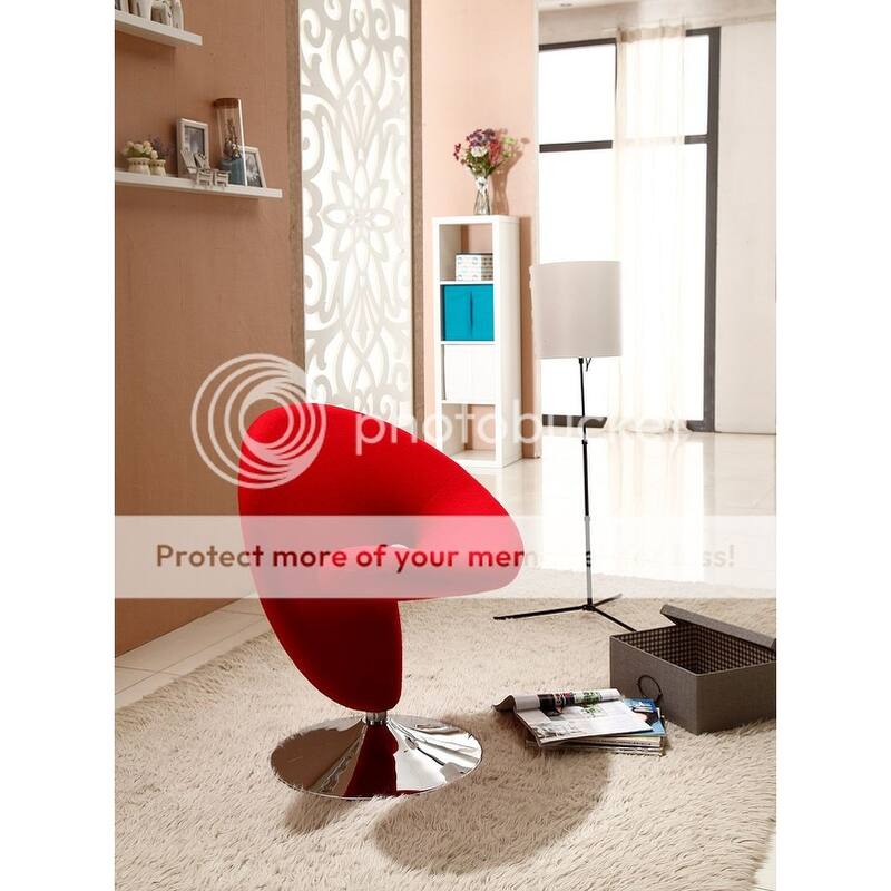 Manhattan Comfort Curl Polished Chrome Wool Blend Swivel Accent Chair