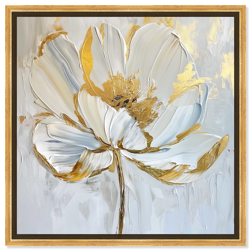 Art Remedy Gold Magnolia II Framed Floral Fine 1 Piece Canvas Wall Art - 13 x 13 - Gold