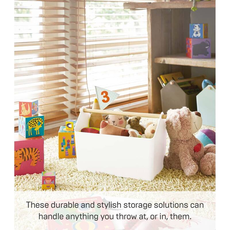 Yamazaki Home Storage Caddy, Plastic and Wood, Holds 4.4 lbs - L 8.27 x W 14.57 x H 9.45 inches
