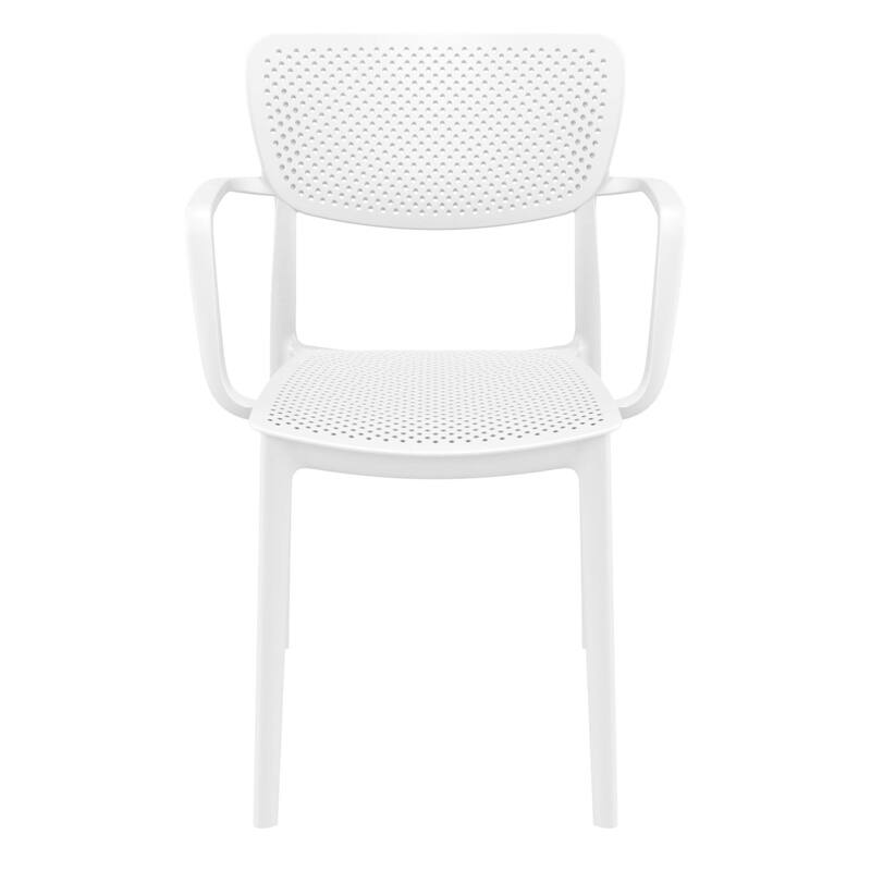 33" White Stackable Solid Patio Dining Arm Chair