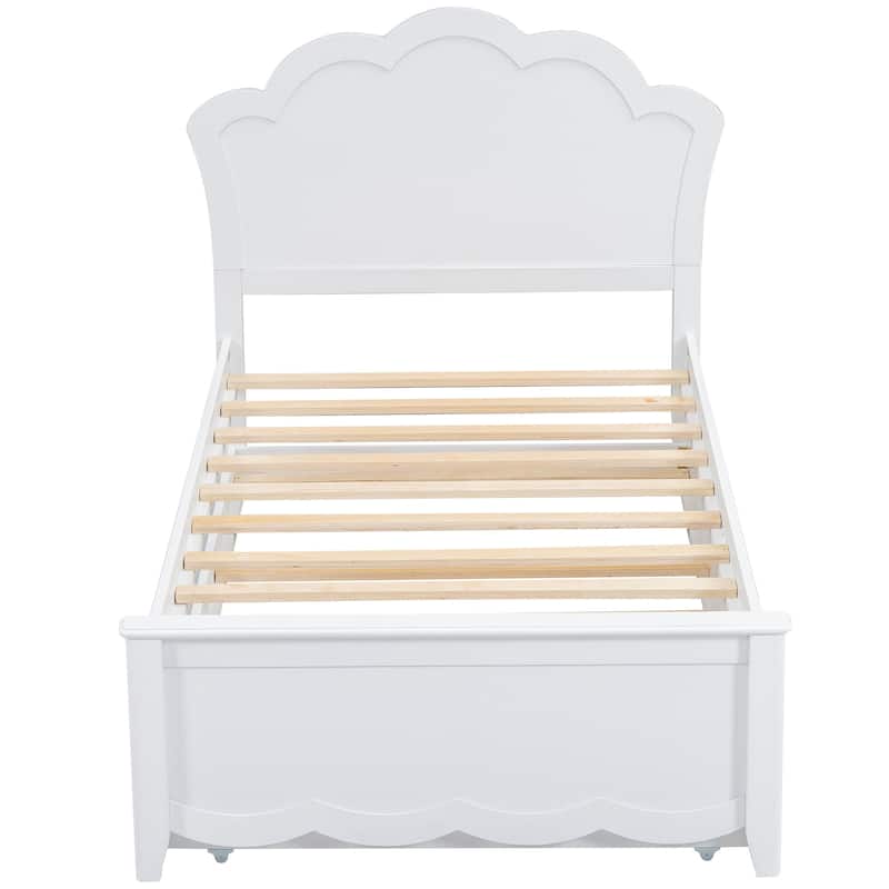 Bed Frame with Twin Size Trundle Bed and Headboard