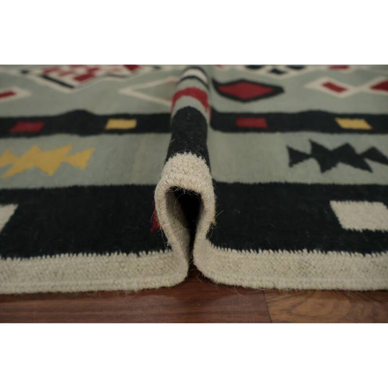 Hand Woven Oriental 100% Wool Carpet Southwestern Tribal Multi-Colored Kilim Area Rug - 8' 1'' X 5' 1''