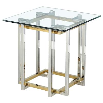 Contemporary Glass & Metal Accent Table