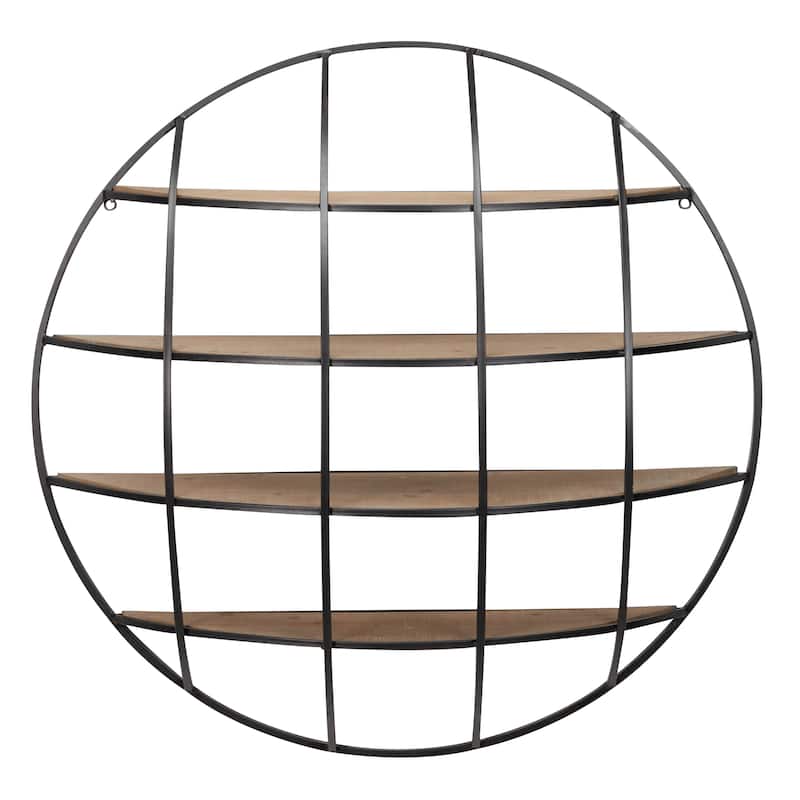 Metal 4 Shelves Wall Shelf - Light Brown - Roche River Decor - 9"W x 36"L x 36"H