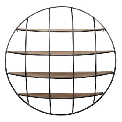 Metal 4 Shelves Wall Shelf - Light Brown - Roche River Decor - 9"W x 36"L x 36"H
