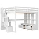 preview thumbnail 5 of 17, Full Size Loft Bed with Desk and Shelves, Multifunctional Bed Frame with Built-in Drawers and Storage Staircase