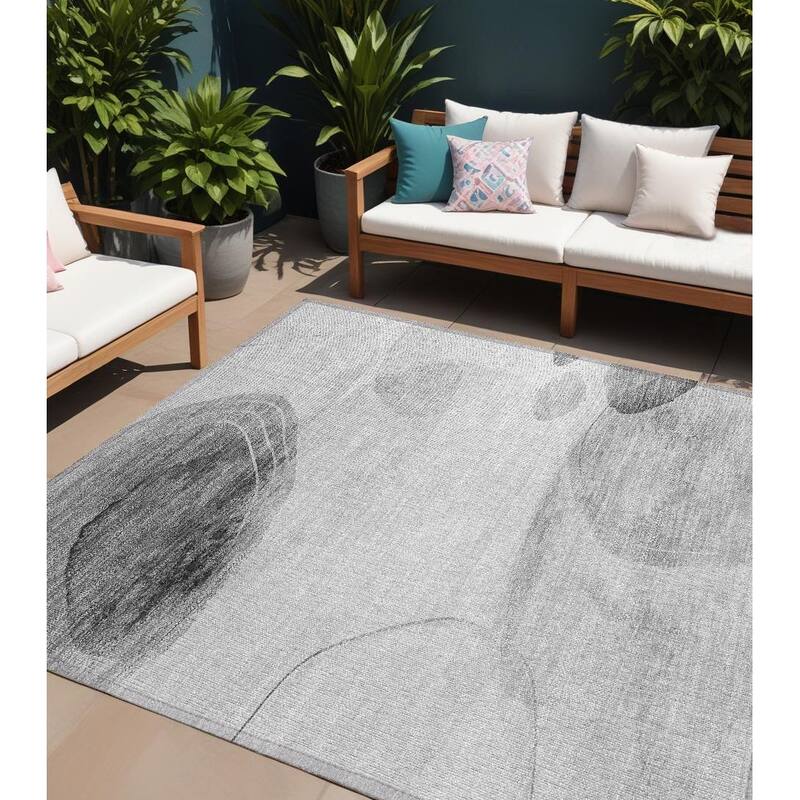 Bera Modern Art-Inspired Weather Resistant Blended Style Outdoor Rug - 9' X 12' - Multi