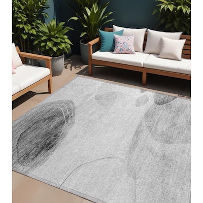 Bera Modern Art-Inspired Weather Resistant Blended Style Outdoor Rug