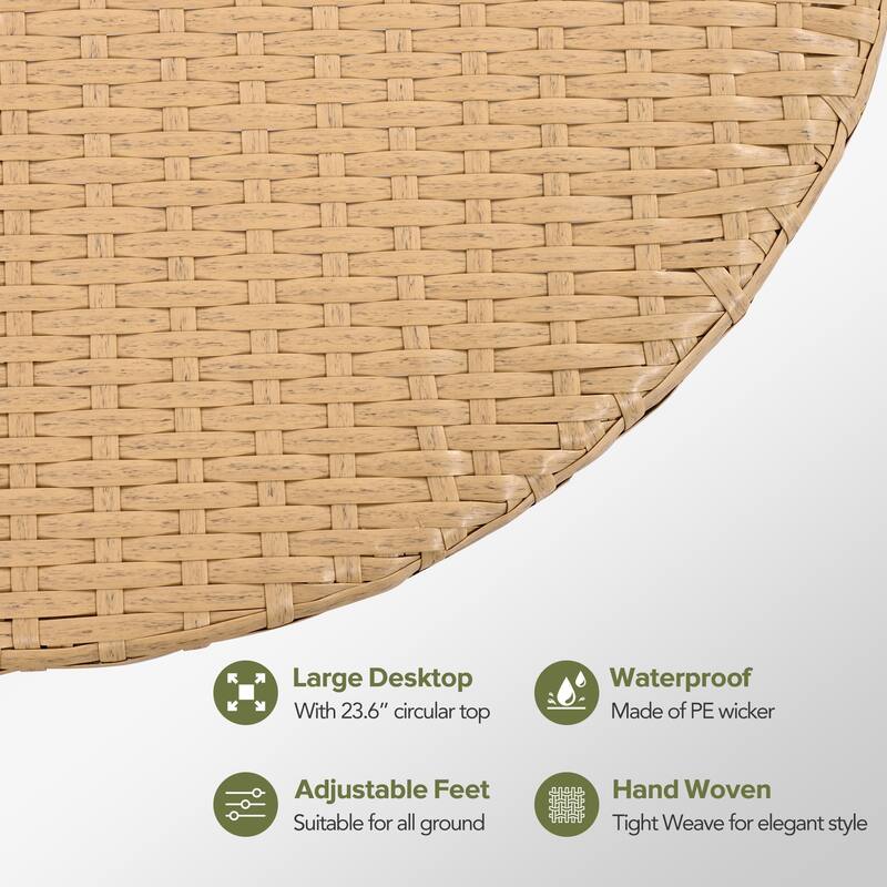 7 Pcs Outdoor Furniture Set, All-Weather Rattan Sectional Sofa Set with Thick Cushions and Pillows, Round Coffee Table