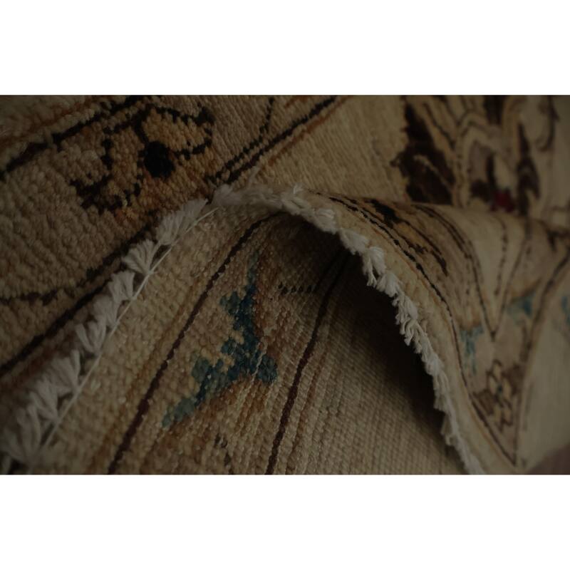 Hand Knotted Oriental 100% Wool Carpet Traditional Floral Beige & Ivories Peshawar Area Rug - 2' 11'' X 1' 10''