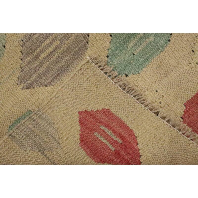 Hand Woven Oriental 100% Wool Carpet Southwestern Modern Beige & Ivories Kilim Area Rug - 5' 0'' X 3' 0''