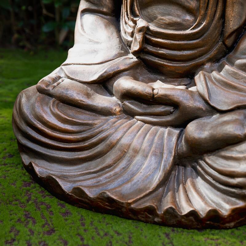Glitzhome Zen-Style MgO Meditating Garden Buddha Statues Monk Sculpture Indoor Outdoor