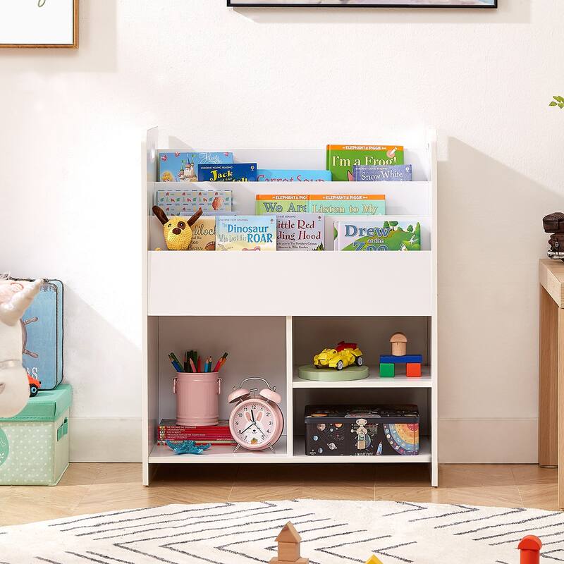 VECELO Kids Bookshelf, Wooden Toy Storage Cabinet Organizer or Kids Room, Bedroom, Nursery, Kindergarten, Bookcase with Shelves