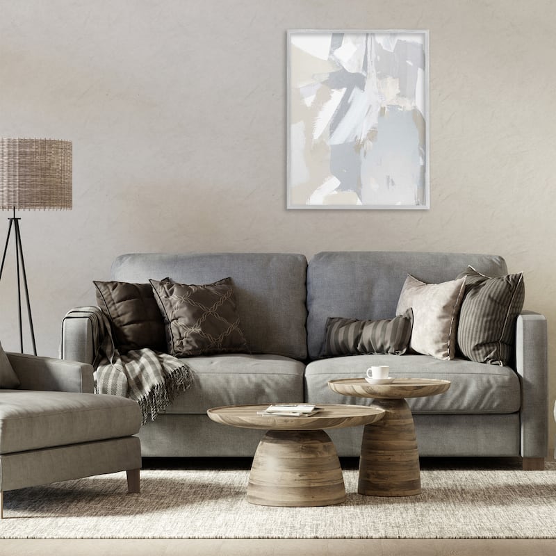 Stupell Neutral Tones Grey & Beige Framed Giclee Art Design By Rachel Springer