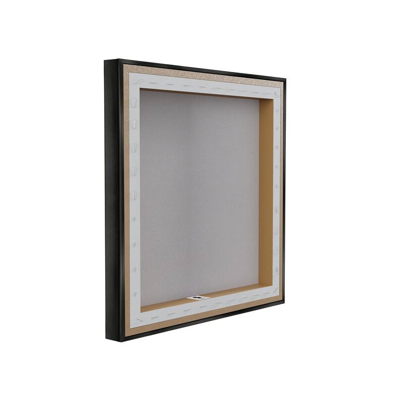 Stupell Abstract Blue Gold Paint Design Framed Floater Canvas Wall Art Design by Nikki Robbins