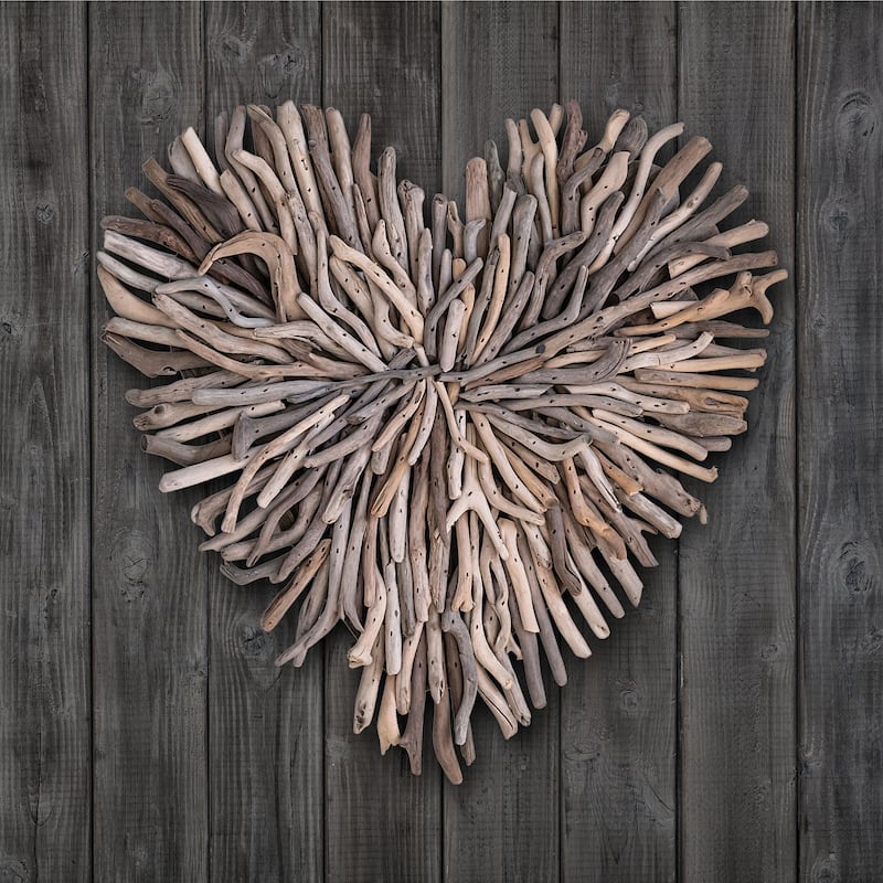 Driftwood Heart Shaped Wall Decor - 15.5"L x 20.0"W x 15.5"H