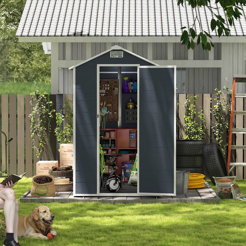 4*8ft resin storage shed, high quality pp material,strong structure,Outside Sheds, waterproof, rust and UV proof