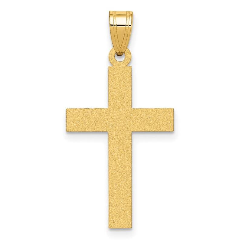 Curata 14k Yellow Gold 18" Flat Solid Engravable Polished Cross Necklace- 21x14mm