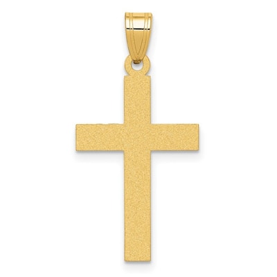 Curata 14k Yellow Gold 18" Flat Solid Engravable Polished Cross Necklace- 21x14mm