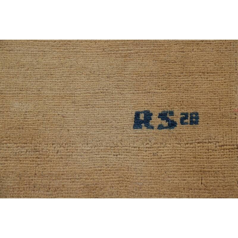 Modern Gabbeh Oriental Area Rug Handmade Yellow Wool Carpet - 4'11" x 7'0"