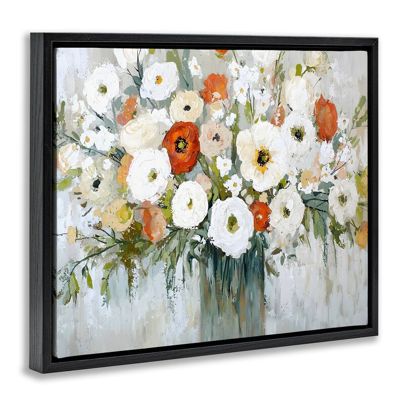 Stupell Ivory & Ruby Bouquet Framed Floater Canvas Wall Art Design By Franklyn Gregory