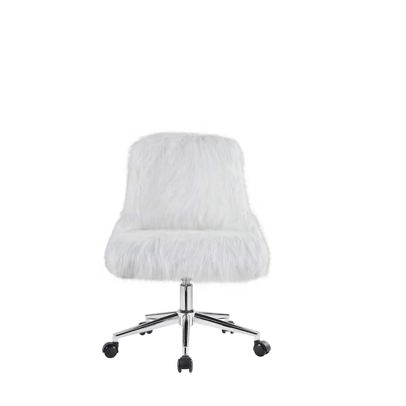 Faux Fur Office Chair, Fluffy Upholstered Padded Seat, Adjustable Seat