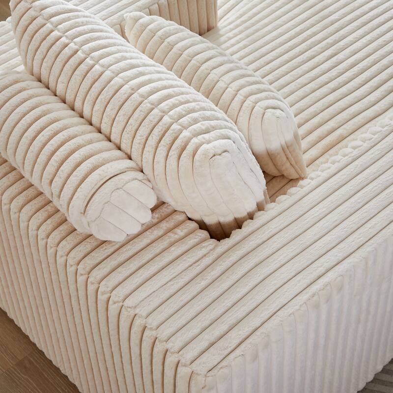 Oversized Corduroy Lounge Chair with Pillow Support - Sofa, Sleeper Couch, Chaise, Ottoman Bench