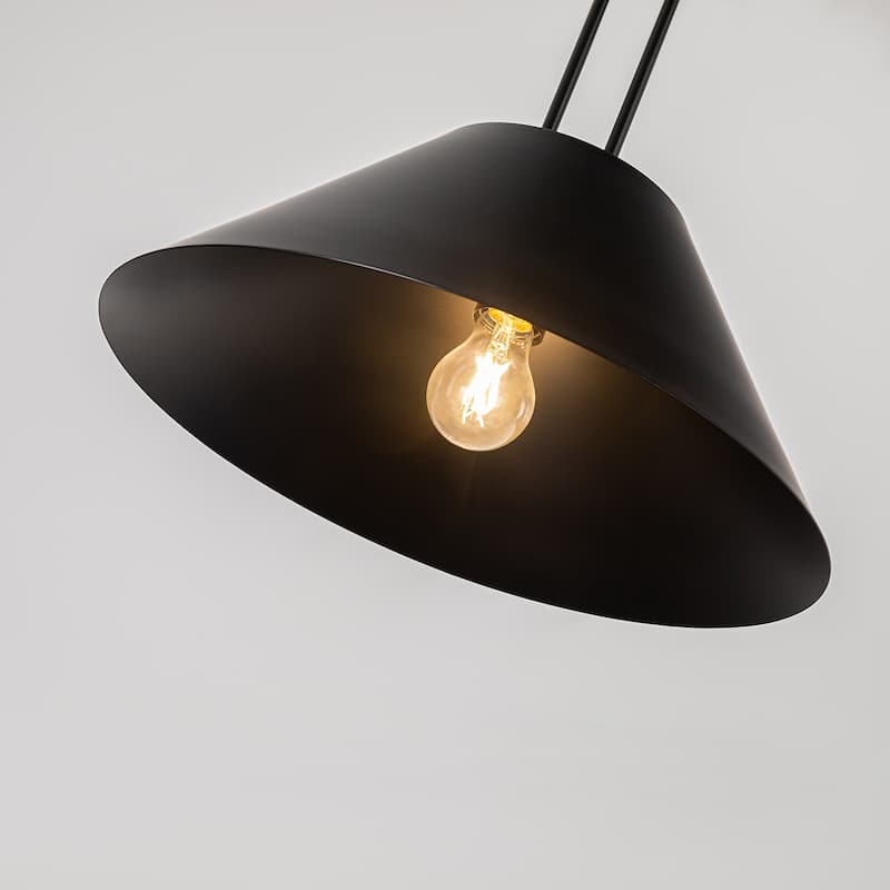 1-Light Modern Industrial Black Pendant Chandeliers with Metal Cone Shade for Dining Room - 16.5