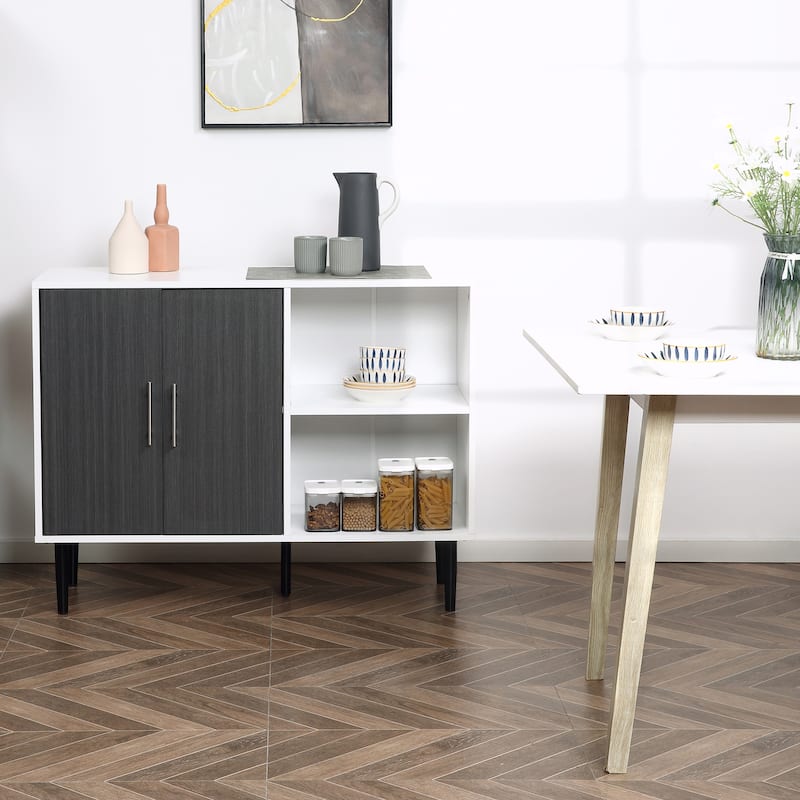 HOMCOM Buffet Cabinet, Storage Sideboard with Adjustable Shelf, Free Standing 2-Door Kitchen Cupboard, Hallway, Grey - Grey - Legal