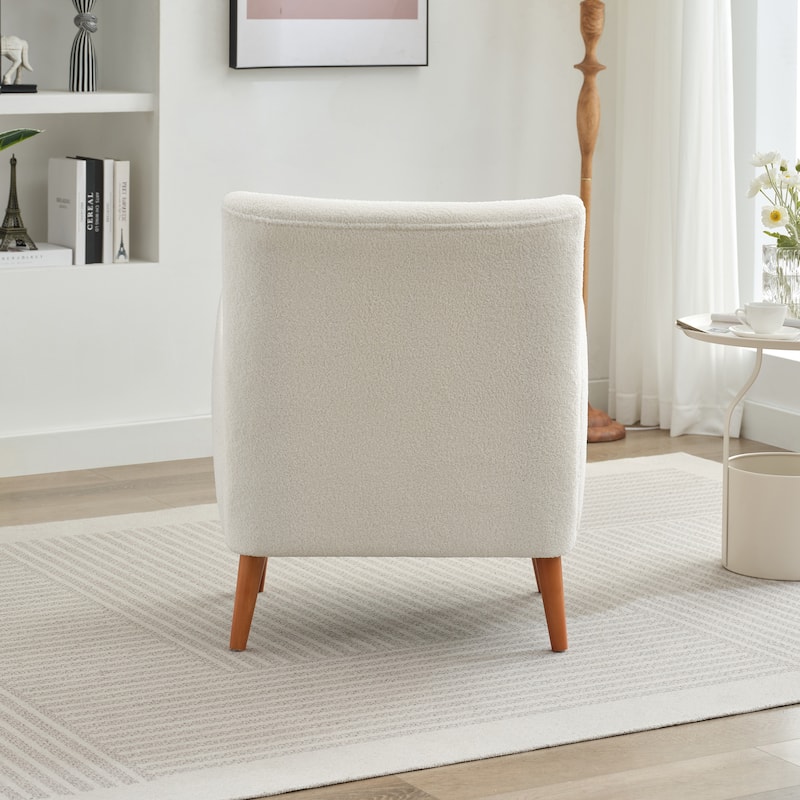 Beige Modern 28.75" Wingback Accent Chair with Solid Wood Legs and Durable Frame