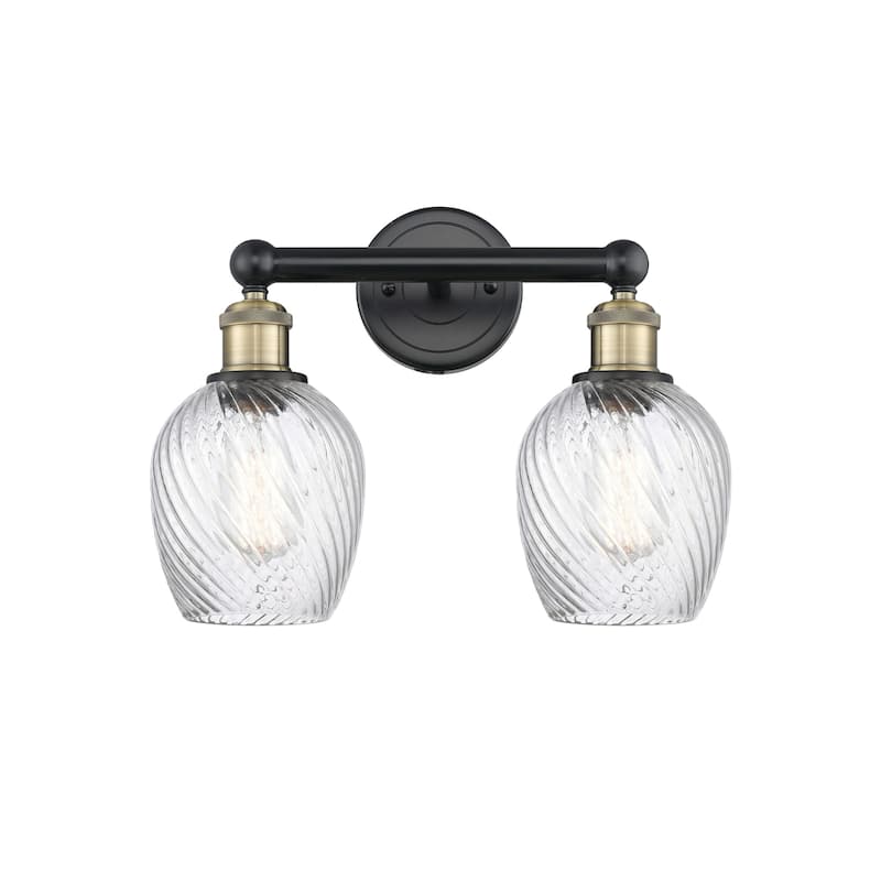 Innovations Lighting 616-2W-12-14 Salina Vanity Salina 2 Light 14" - Black Antique Brass / Clear Spiral Fluted