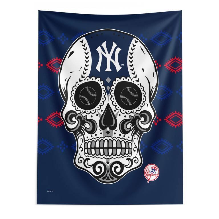 MLB Candy Skull Printed Wall Hanging - 50" x 60" - New York Yankees