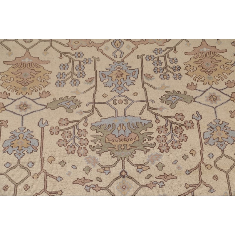 All-Over Oushak Oriental Area Rug Handmade Wool Carpet - 9'1" x 11'6"