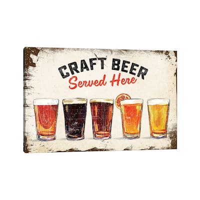 iCanvas "Craft Beer Lineup Vintage Sign" by The Whiskey Ginger Canvas Print