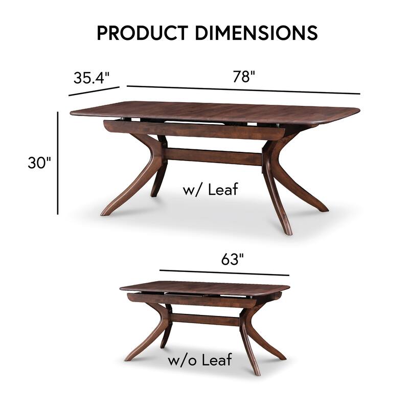 Furniture of America Abigail IV Mid-Century Modern Walnut Extendable Self-Storing Dining Table