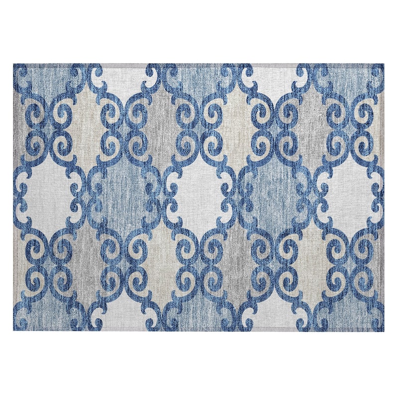 Machine Washable Indoor/ Outdoor Chantille Scroll Rug
