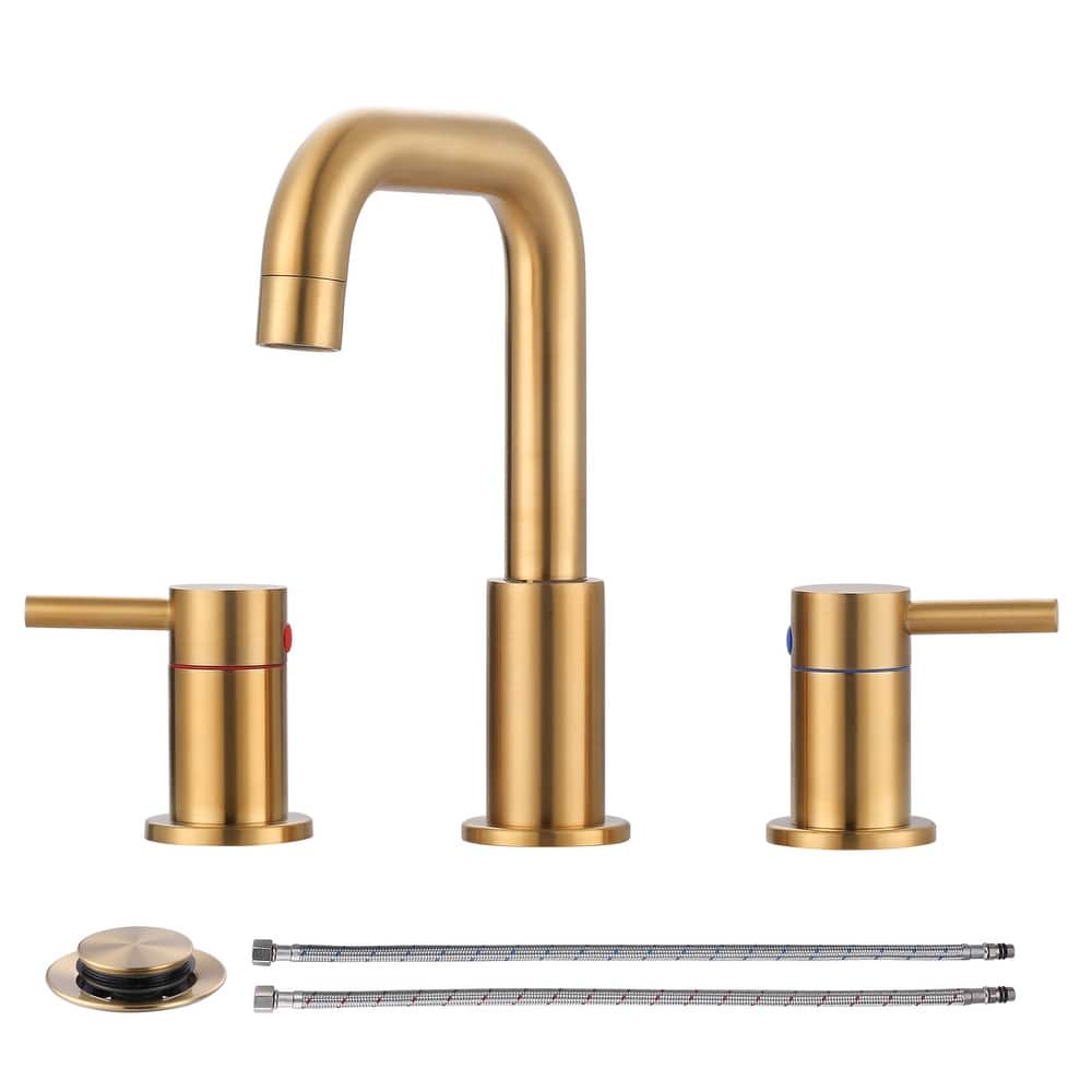 WOWOW 8 in. Widespread Double Handle Bathroom Faucet with Pop-Up Drain