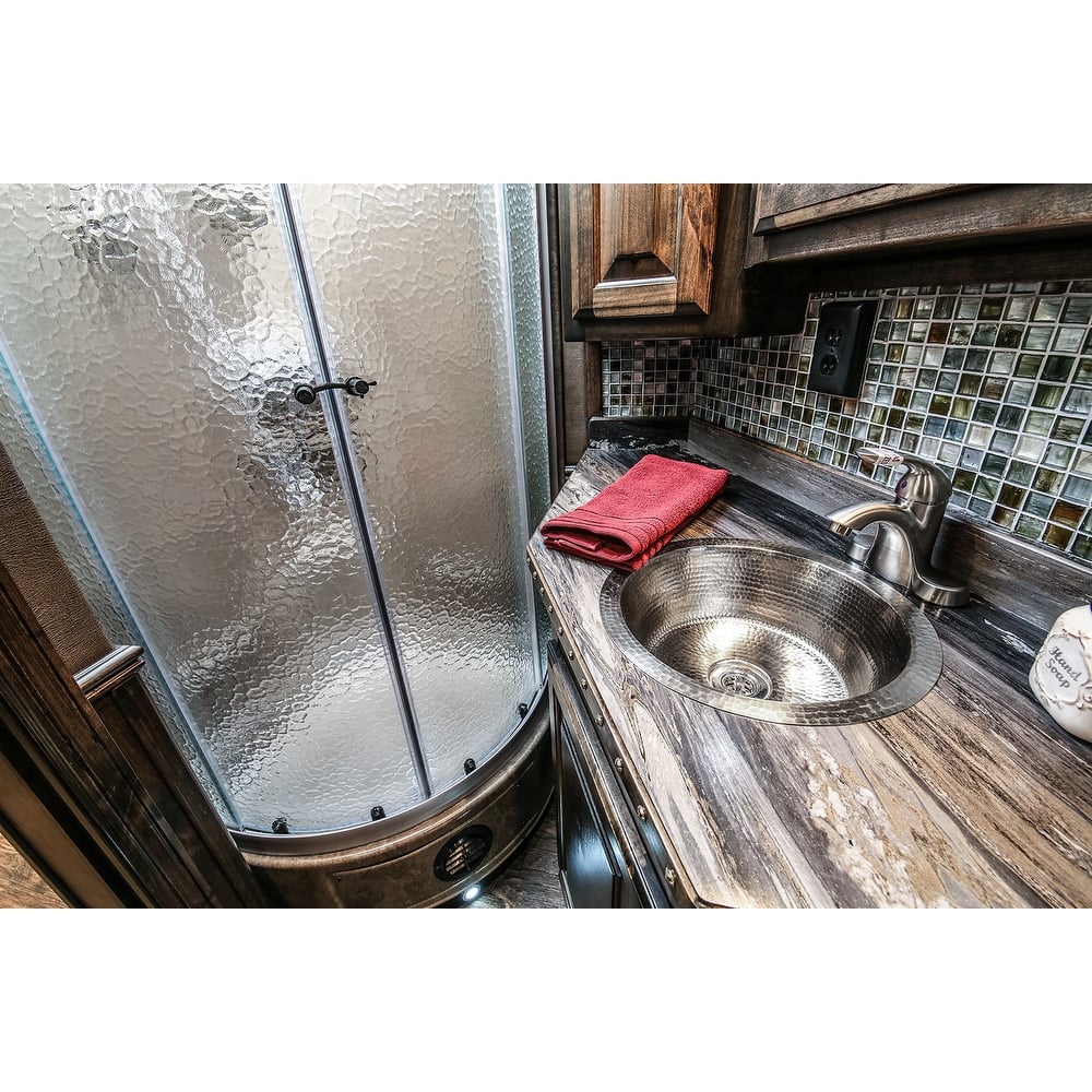 14-in Round Hammered Copper Bar Sink in Nickel w/ 2-in Drain Opening (BR14EN2)