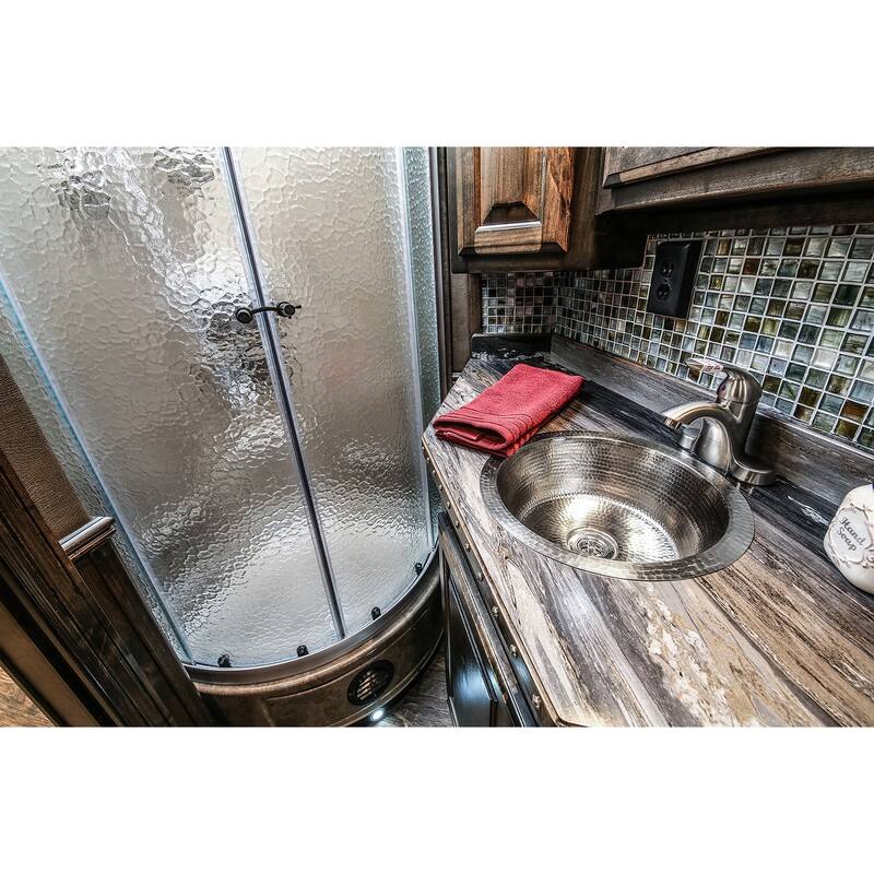 14-in Round Hammered Copper Bar Sink in Nickel w/ 2-in Drain Opening (BR14EN2)