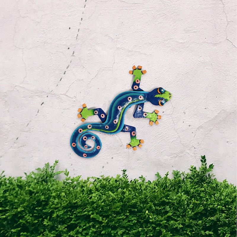 Handmade Recycled Metal Gecko Wall Art (Haiti)