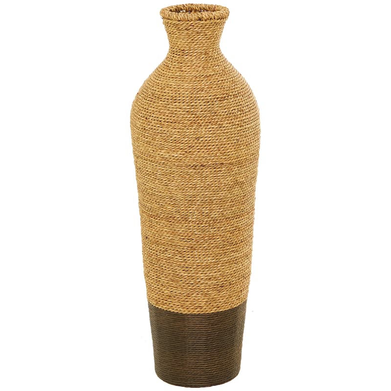 Artisan Crafted Tall Brown Seagrass Woven Floor Vase