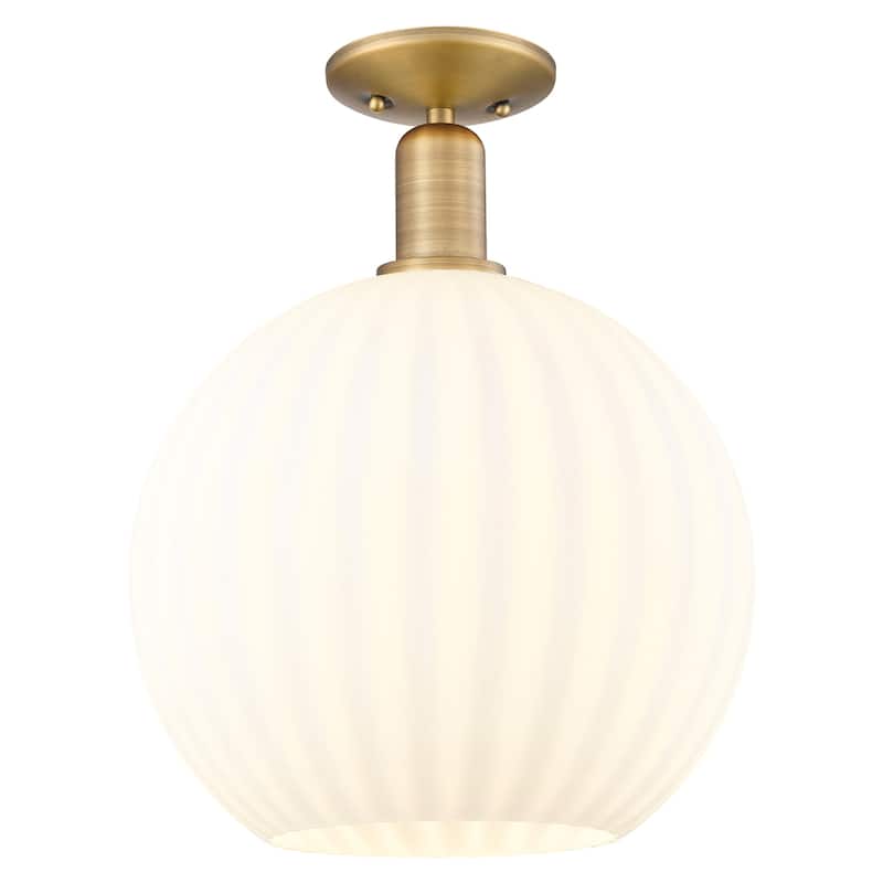 Innovations Lighting 716-1C-15-12 White Venetian Semi-Flush White - Brushed Brass / White Venetian