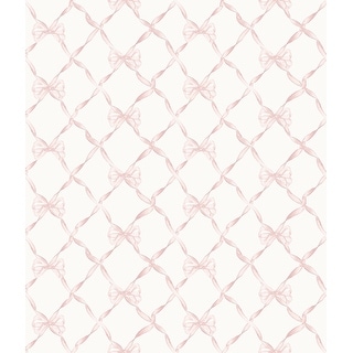 Loveshackfancy Baby Bow Faded Primrose Ribbon Trellis Wallpaper - On 