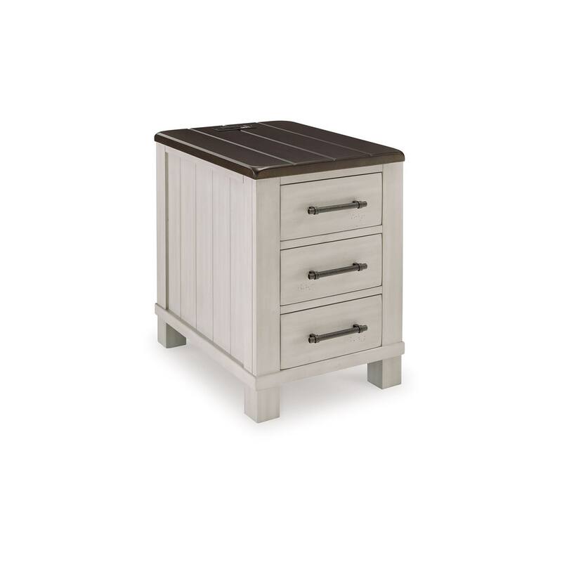 24 in. Gray and Brown Rectangle Wood End Table with Storage Drawer for Convenience