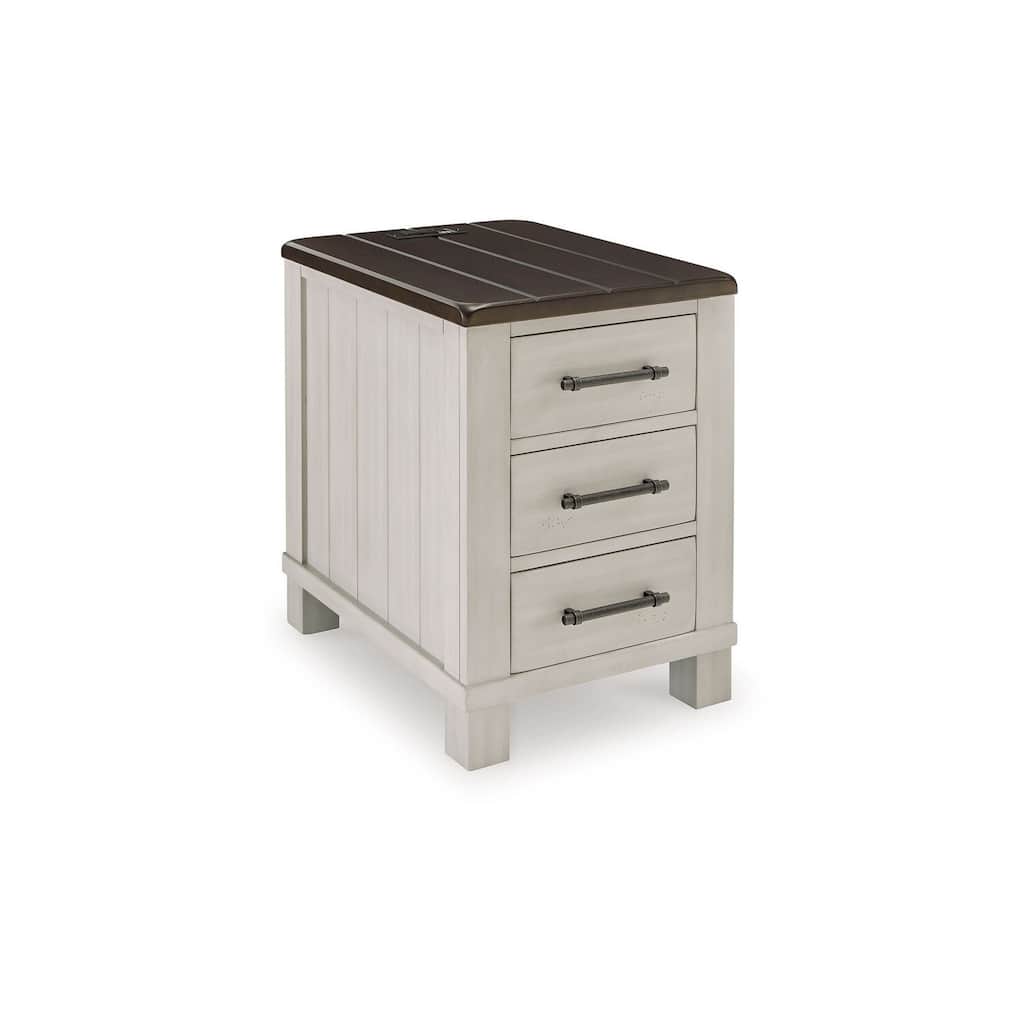 24 in. Gray and Brown Rectangle Wood End Table with Storage Drawer for Convenience