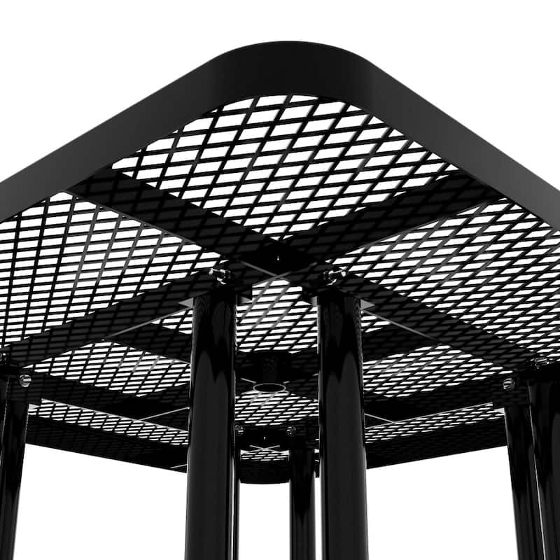 Commercial Grade Expanded Mesh Metal Outdoor Picnic Table - 79.75"D x 79.75"W x 28.75"H